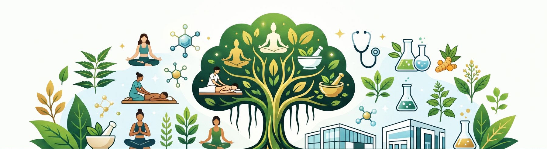 Ayurveda, yoga, herbal science and modern healthcare growing from one tree